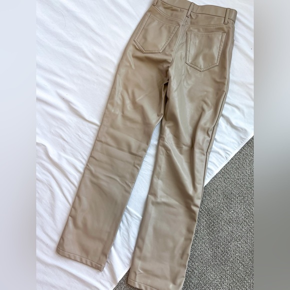 Abercrombie Vegan Leather Beige Pants - Picture 7 of 11